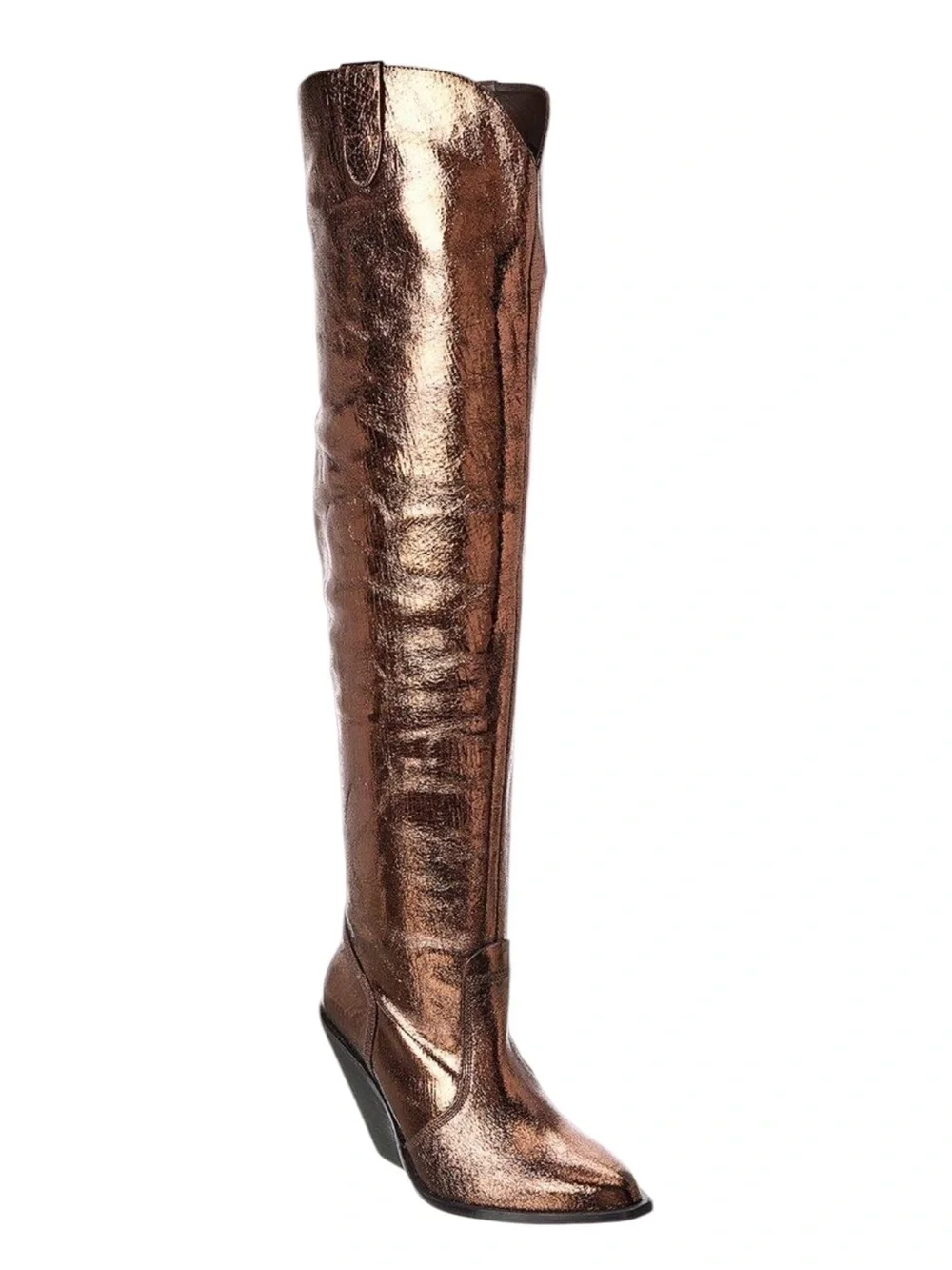 Free People Triple Crown Over The Knee Boots Leather Brown Copper Womens 9 NEW